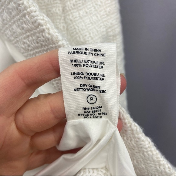 Avec Les Filles White Double Breasted Tweed Textured Crop Blazer Fringe Size Med - Picture 9 of 10